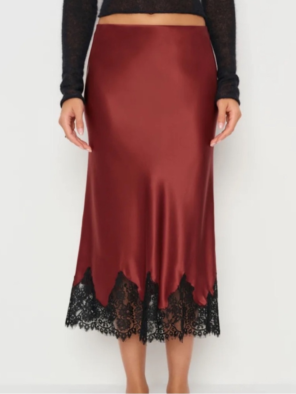 NWT Reformation Carolina silk midi skirt in burgundy size S